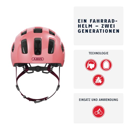 ABUS Fahrradhelm Youn-I 2.0 - mit Licht für Kinder, Jugendliche und junge Erwachsene - für Mädels und Jungs - Koralle, Größe M – Ansicht 2