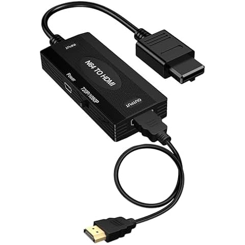 Musou N64 to HDMI Converter,HDMI Cable for N64 Gamecube Adapter Compatible N64/ Game Cube/SNES/SFC,Plug and Play Cover
