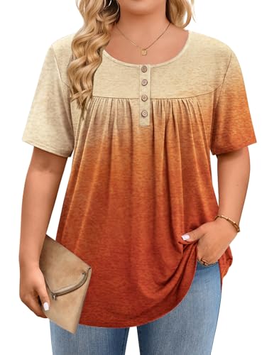 Image of IN'VOLAND Plus Size Tops for Women Short Sleeve Shirts Dressy Casual Tunics