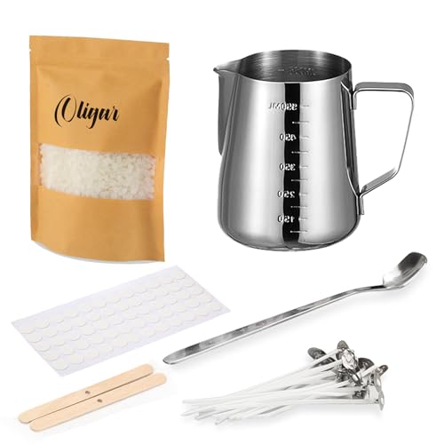 Oligar Complete Candle Making Kit, Candle Making Supplies for Adults,Beginners, Including Bees Wax, Pouring Pot, Candle Wicks, Wick Clips, Rubber Pads, Stirring Spoon, Instructions