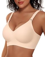 VTT Jelly Bras for Women - S-2XL Wireless Seamless Padded Bralette with Support, No Underwire Comfortable T-Shirt Bra (AU, Alpha, Large, Regular, Regular, Standard, Beige)