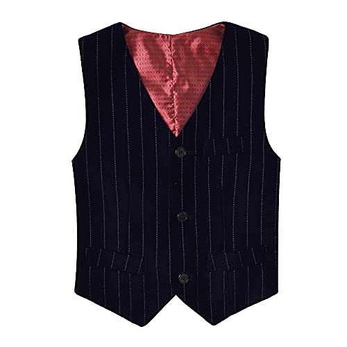 Plsily Boys Suit Vest Set Stripe Formal Black Suits For Boy Size 6 Black (White)1 #TOP1
