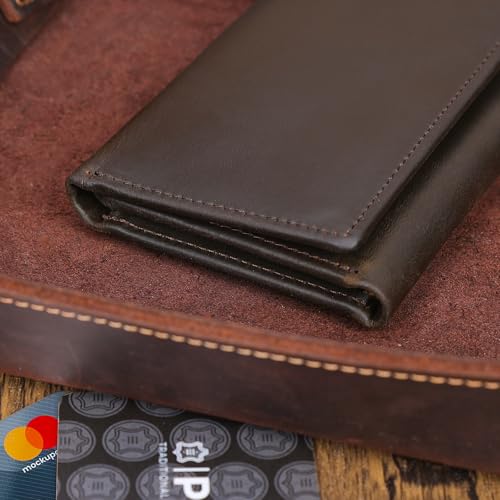 Polare Full Grain Leather Trifold Wallet with AirTag Slot RFID Blocking Credit Card Holder with ID Window for Men2