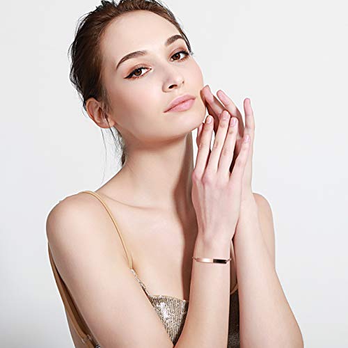 Memediy Personalized Bracelet Customized Engraving Name/Date For Women Girlfriend Best Friend Stainless Steel Dainty Ankle Link Bracelets With Adjustable Chain Bridesmaid Gift (Rose Gold Color) #TOP5