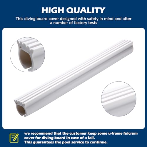 GGTE FC-100A Pool Diving Board U-Frame Fulcrum Cover, 18-Inch White Rubber