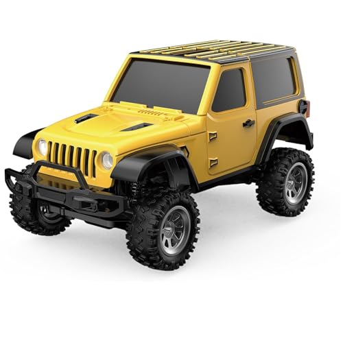 ARRIS 1:36 Mini RC Crawler, 4WD Off-Road RC Car with 2.4G Remote, Battery & Lights RTR for Adults Hobby Gifts (Yellow)