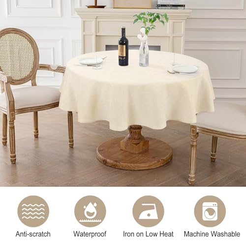 Image of AUSSPVOCT Textured Round Tablecloth 54 Inch for Birthday Party Home Decor