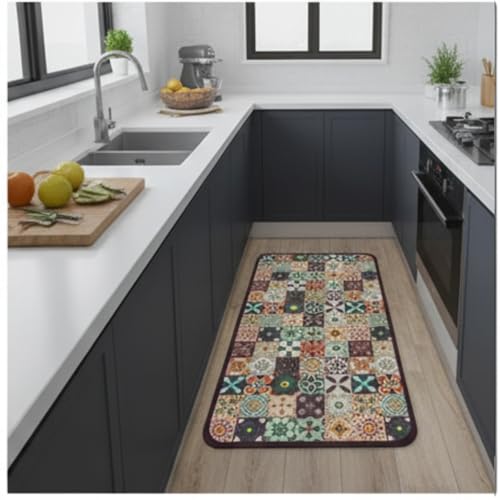 Image of HomeCloud Rubber Kitchen Mats for Floor Set of 2 Pcs | Non-Skid, Soft Absorbent Rugs for Kitchen, Laundry, and Hallway | 120x40cm, 40x60cm| 4mm Thickness
