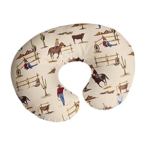Sweet Jojo Designs Wild West Cowboy Nursing Pillow Cover Breastfeeding Pillowcase for Newborn Infant Bottle or Breast Feeding (Pillow NOT Included) – Red Blue Tan Western Southern Country Horse