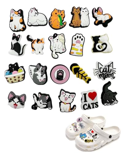 TPZORJX 20 Piezas Shoe Charms Zapatos Adornos PVC para Crocs,Forma de Pata Gato Dibujos Animados,Decoración de Zapatos Tipo Zueco para Niños Adultos DIY Regalo