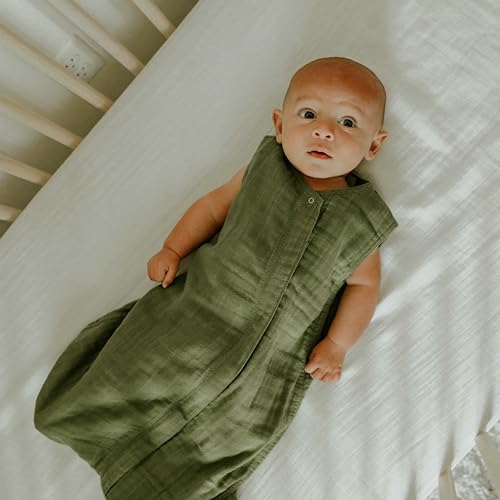 Image of Little Unicorn 6-12 Month Premium Muslin Sleep Sack 1.1 TOG | Soft & Breathable Muslin Cotton for safer sleep | 2 way zipper (Fern)