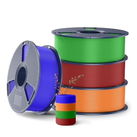 SUNLU 4KG High Speed Filamento PLA+2.0 1,75mm, Elevata Liquidità Filamento per Stampante 3D PLA Plus 2.0, Progettato per una Stampa 3D Veloce.(Rosso+Blu+Verde+Arancione)