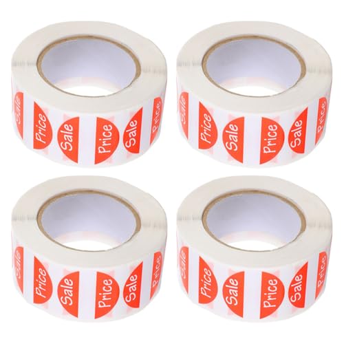 JOINPAYA Etiquetas Adhesivas Redondas para Precios 4 Rollos 500 Unidades Cada Uno Papel Resistente para Carteles de Oferta en Supermercados y Comercios Minoristas