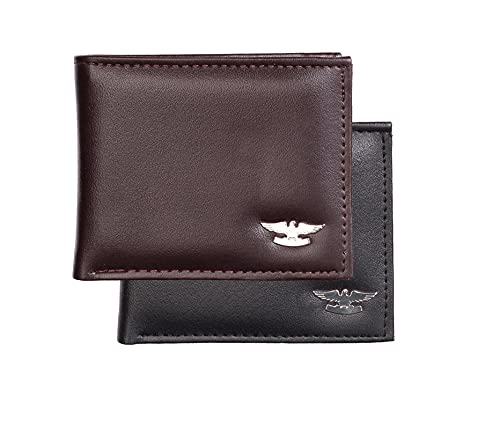Image of Pu Bifold Black and Brown Wallets Combo for Men and Boys Best for Office and Casual Look Pack of 2 Purse Pocket
