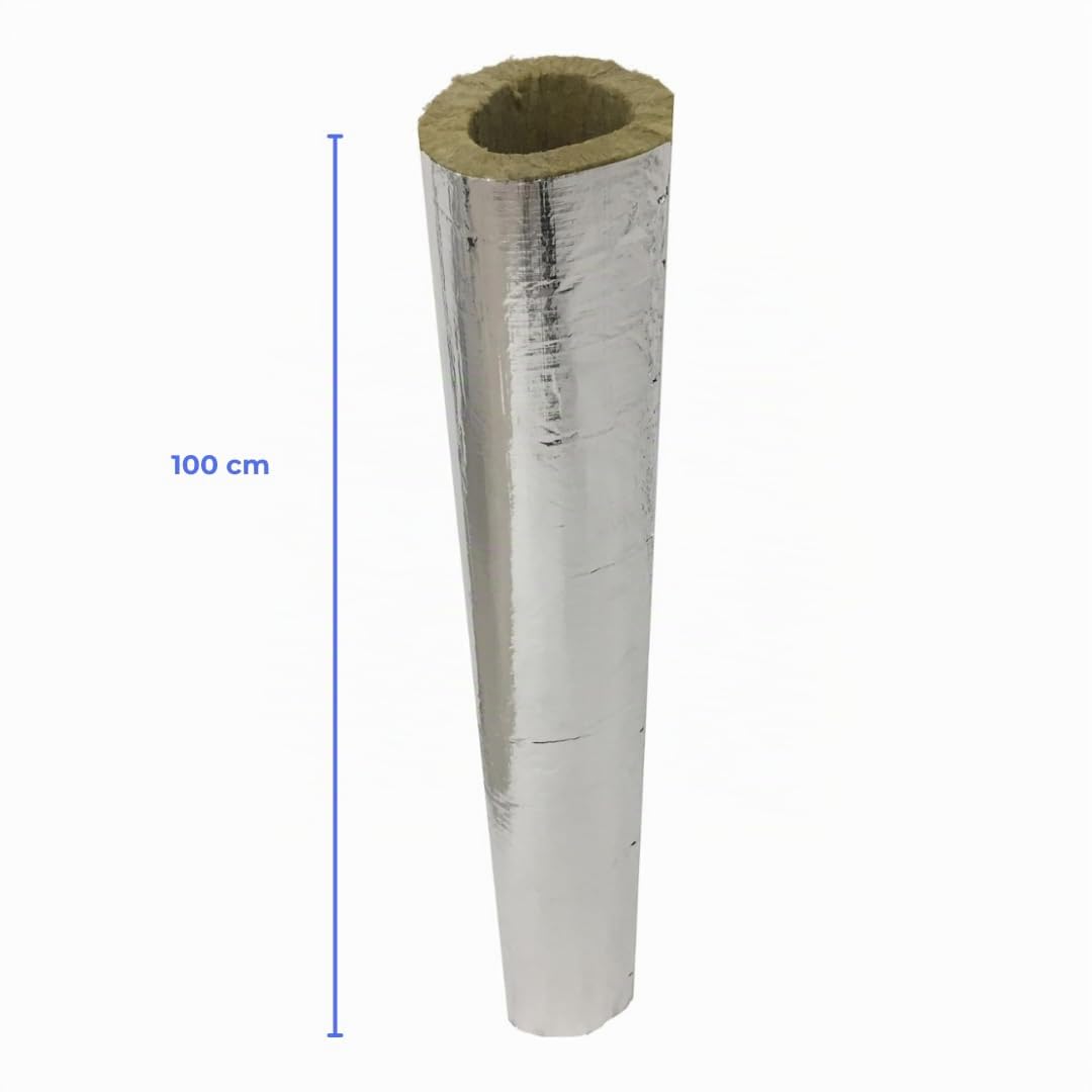 EINSIDE Cylindre en laine de roche avec aluminium, Isolation de conduits de cheminées, ø 100 mm