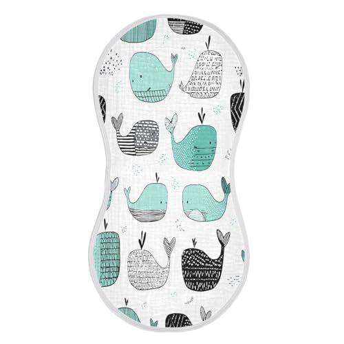 Kigai Cute Whales Baby Burp Cloths Extra Soft and Absorbent Burping Rags Cotton Burping Clothes Baby Washcloths for Newborn Boys Girls - 1 Pack2