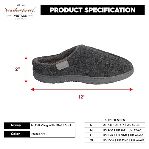 Weatherproof Vintage Men's Wool Slippers, Warm & Cozy with Memory Foam