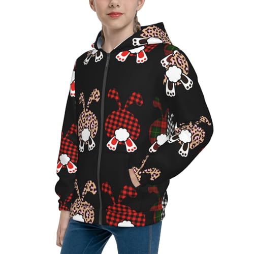 Cute Bunny Kid Hoodies Boys Zip Up Sweatshirts Girls Pullover with Pocket - Main Image