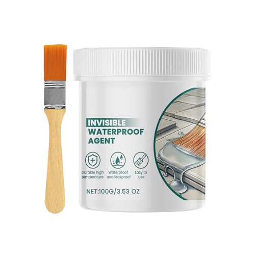 Agente Impermeable Invisible | 100 Gramos De Adhesivo Transparente,Sellador Para Ducha Con Brocha,Para Reparación de Techo, Pared de Ducha, Suelo de Madera, Hormigón, Lechada, Ventana,