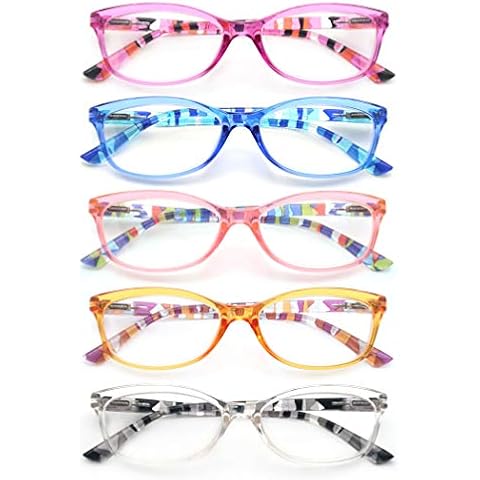 HEEYYOK Reading Glasses Women 5-Pack Fashion Stylish Design,Eyeglasses Comfortable Spring Hinges Flexible,Lgithweight for Reading,Including Pouch Cover