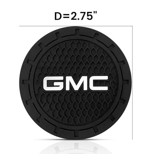 Image of YUIQIEUY Car Cup Holder Coaster for GMC Sierra Denali Canyon Terrain Yukon Jimmy Acadia Recessed Silicone Cupholder Coaster Interior Accessories 2.75in 2Pack Black