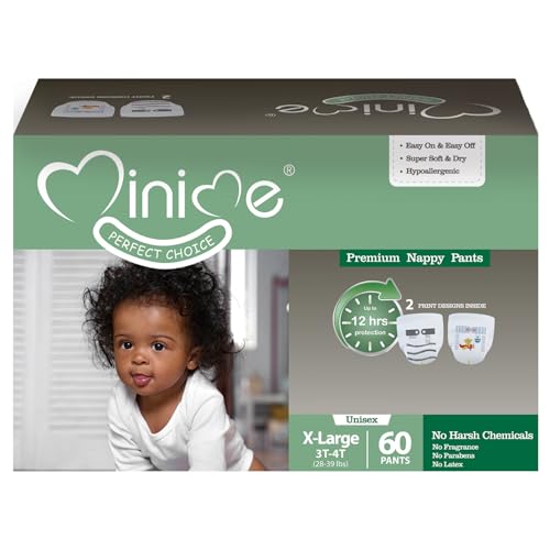 Image of Minime Baby Training Pants - Size 3T-4T (28-39 lbs), 60 Count, Premium Hypoallergenic Training Underwear, Fragrance Free Disposable Baby Diaper Pants