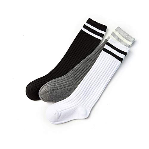Girls Seamless Toe Socks Cotton Crew Athletic Socks Stockings 3 Packs