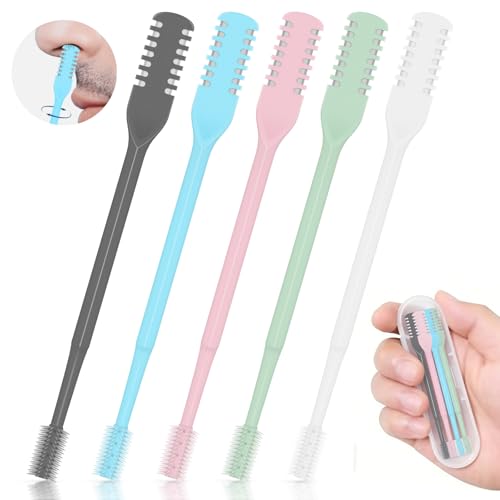 CNURO Nasal Hair Cutter 5PCS Upgraded 360 Rotating Nose Hair Trimmer Portable Double-Sided Nose Hair Trimmer for Men and Women Complete Set in 5 Colors with Soft Brush
