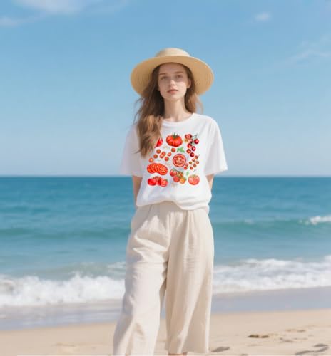 Tomato Shirt Fruit Tee Shirts Women, Womens Tomato Season Tshirt Graphic Tees for Women Casual Short Sleeve Tops4