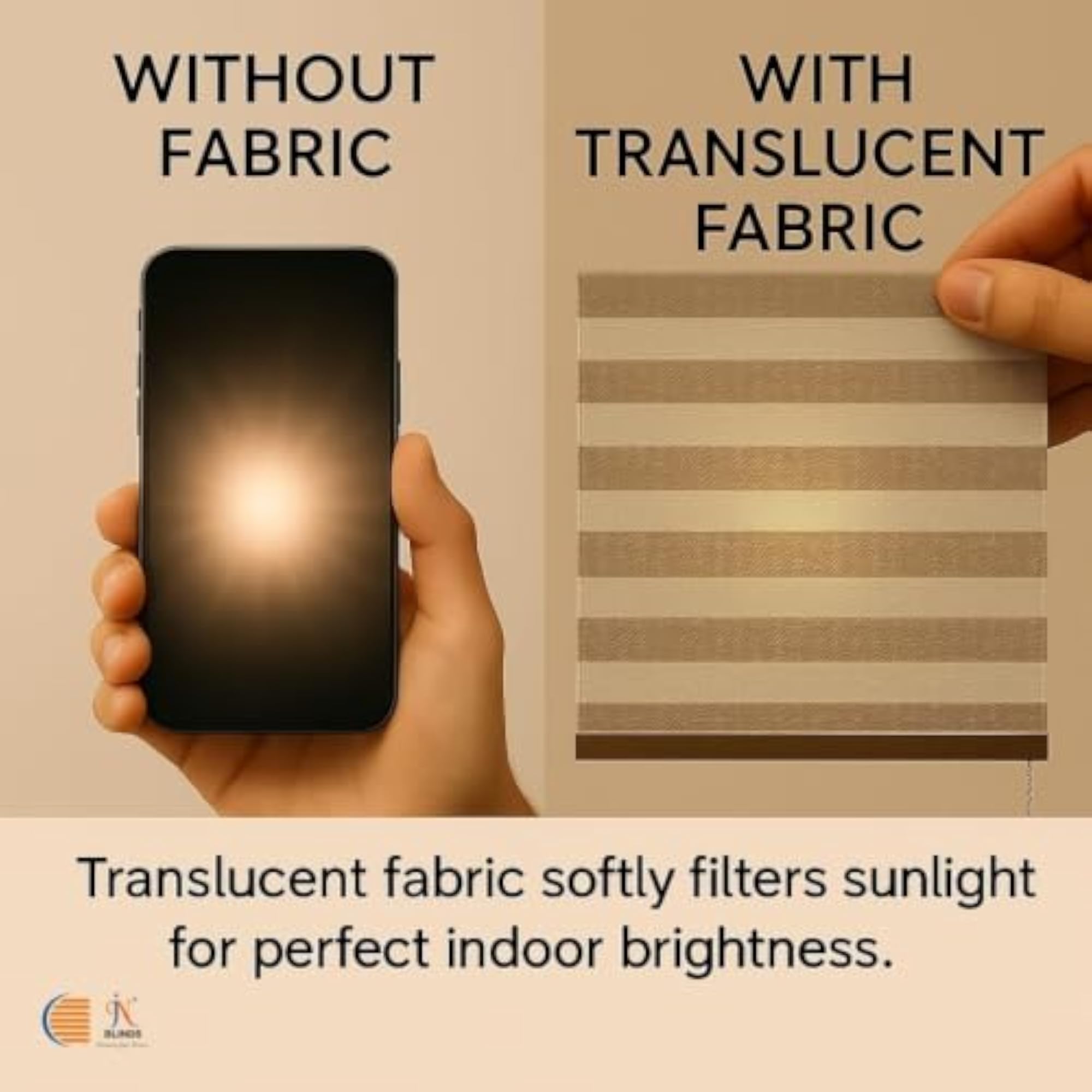 Roller Blind for Windows, Translucent Fabric Shade