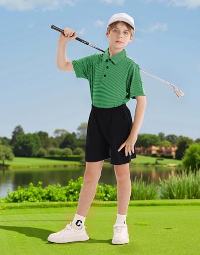 Image of Polo Shirts for Boys Golf Polo Shirt Short Sleeve Boys Performance Polo Dry Fit Stretch Collared UPF50+ Kids Golf Shirts