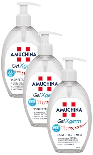 AMUCHINA Gel Mani Disinfettante, Trasparente, 1 pezzo (Confezione da 3)