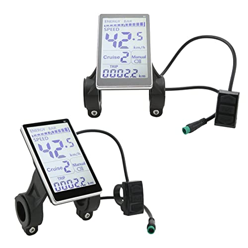 RiToEasysports Misuratore LCD Bici Elettrica, 5 Pin 24V 36V 48V 60V Schermo Pannello LCD Universale E Scooter M5 per Bici Elettriche 31,8 22,2 Mm