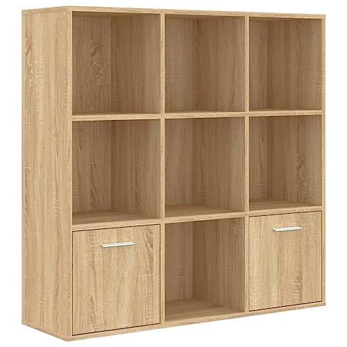vidaXL Bibliothèque, Meuble de Rangement avec Porte, Armoire à Livres Salon Salle de Séjour Intérieur, Chêne Sonoma Bois d’Ingénierie