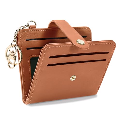 Image of Airkit Small Wallet Women RFID, PU Leather Card Holder with Keychain | Slim Compact Zipper Coin Purse for Ladies, Travel Holiday Gifts for Mom, Cute Mini Bifold Wallets