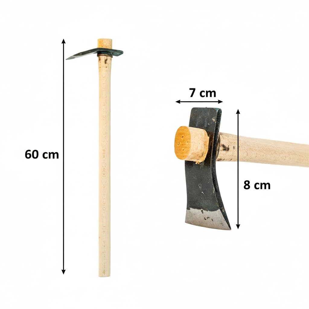 Valoak Zappa Tipo Pesante da Giardinaggio | Manico in Legno di Faggio da 60 cm | Lama in Acciaio da 8x7 cm | Made in Italy