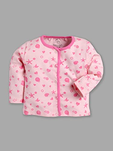Image of Baby GO Unisex Baby 100% Cotton Full Sleeve Front Open T-Shirt Pack of 3 | Soft Breathable Infant Clothing Set with Snap Buttons | Comfortable Layering Top for Newborn Baby Boys & Baby Girls