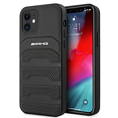 AMG AMHCP12SGSEBK Étui de protection en cuir pour iPhone 12 Mini 5,4" Noir