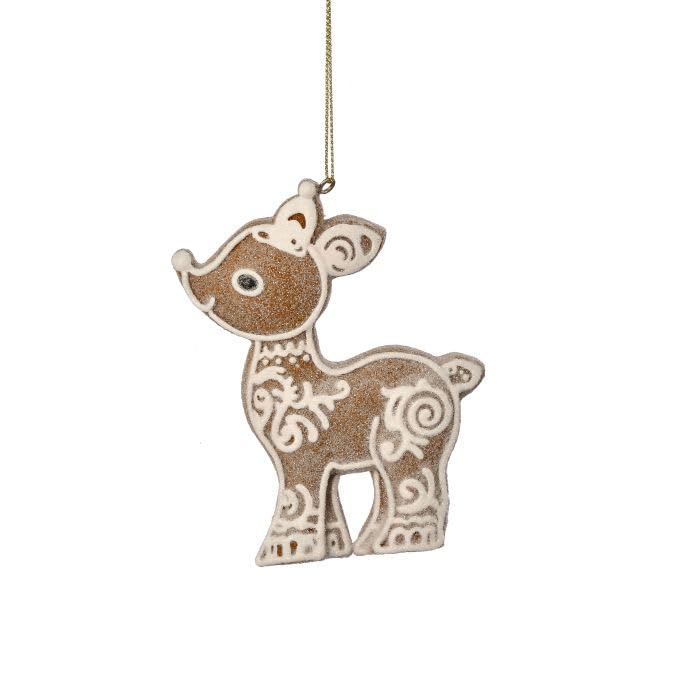 Cerf en pain d'épices figurine de Noël marron et blanc Regency International 10,2 cm