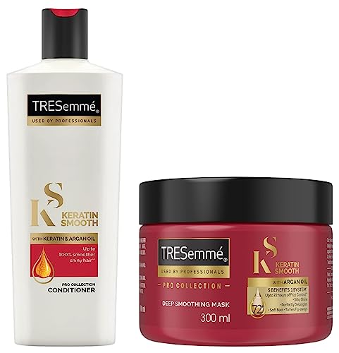 TRESemme Keratin Mask, 300 ml & TRESemme Keratin Smooth Conditioner 190 ml, With Keratin & Argan Oil for Straight, Shiny Hair – Nourishes Dry Hair & Controls Frizz