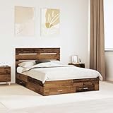 Matériaux résts à l'eau INLIFE Cadre de lit Bois Ancien 140 x 190 cm Bois d\'ingénierie-3411978