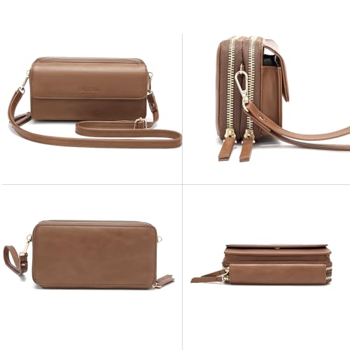Image of Lanyani RFID Crossbody Wallet Wristlet Purse with Phone Pocket For Women Vegan Leather