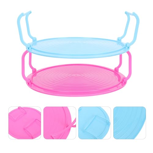 BESPORTBLE Soporte para Vapor Multifuncional 2 Piezas Rejilla de Almacenamiento en Capas para Microondas Bandeja de PP Resistente en Azul y Rosa Estante para Cocina y Calentamiento de - imagen 7