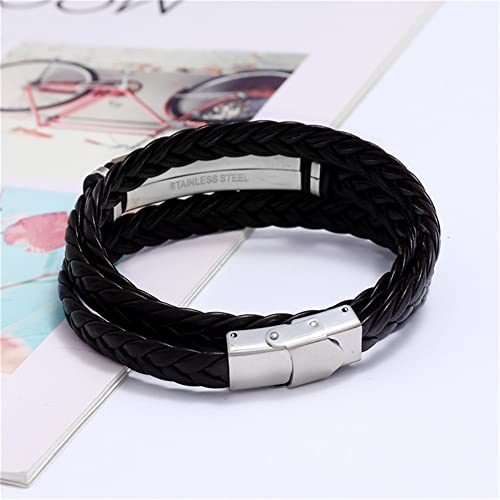 Personalized Medical Alert ID Wrap Leather Bracelet for Men Women, Custom Disease Awareness Emergency Life Saving Alarm Bangle,Free Engraving Medic Identification Jewelry for Patient4