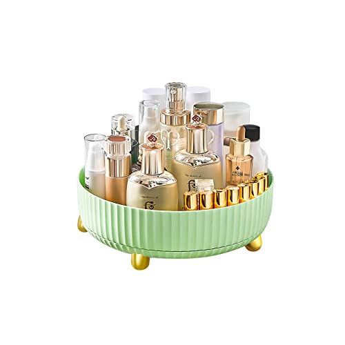 360° Rotating Storage Tray, 8.66 Inches In Diameter, Cosmetics And Perfume Organizer, Bathroom Storage Tray, Desktop And Skincare Storage Tray Large Capacity, Small Light Green (8.66"×8.66"×2.95") #TOP1