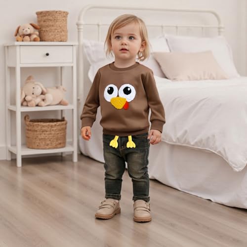 Kuriozud Toddler Thanksgving Shirt Baby Boy Girl Tureky Pullover Sweatshirt Long Sleeve Crewneck Shirt Top Fall Winter Outfit2