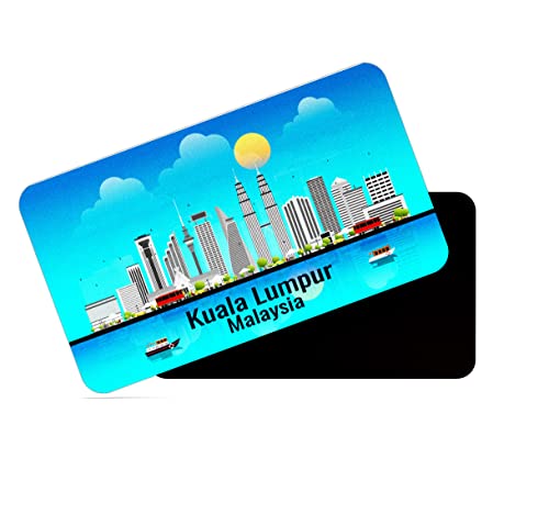 Image of dhcrafts Rectangular Rubber Fridge Magnet /Magnetic Card Blue Malaysia Kuala Lumpur Design Pack of 1 (8.6cm x 5.4cm)