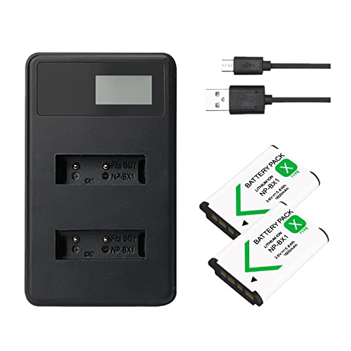 LOTUS POWER Batteries NP-BX1 1600mAh et Chargeur, Chargeur LCD à 2 emplacements et Batterie NP BX1 pour Caméra Sony DSC-RX100 / RX100 III / RX100 IV / RX100...