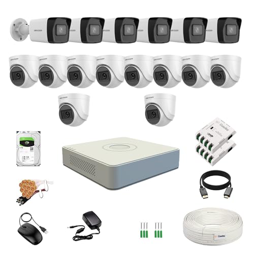 Image of HIKVISION 2MP 1080P 16 Channel DVR, 2MP 10 Dome & 6 Bullet Cameras [Night Vision + EXIR Technology + Motion Detection + HDTVI] + 4 TB HDD + 8 CH SMPS 2 Nos + CCTV Cable + BNC /DC