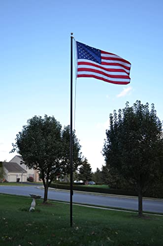 Flag Pole Kit For Outdoors – 18Ft Heavy Duty Tough Us Steel Flag Poles For Outside House In Ground - American Flagpole With 4X6 Embroidered Flag For Residential And Commercial–By Rushmore Rose (Black) - 4Th Of July #TOP7